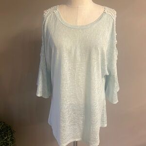 Bellambra Made in Italy relaxed fit lightweight cold Shoulder bell sleeve top SM